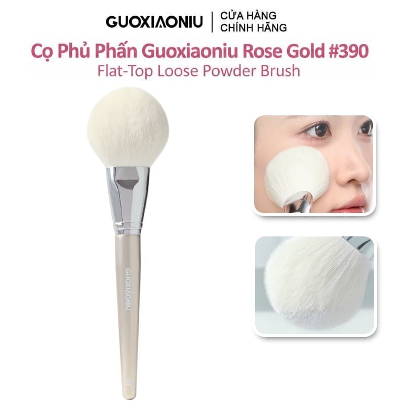 Cọ Phủ Phấn Guoxiaoniu Rose Gold #390 Flat-Top Loose Powder Brush