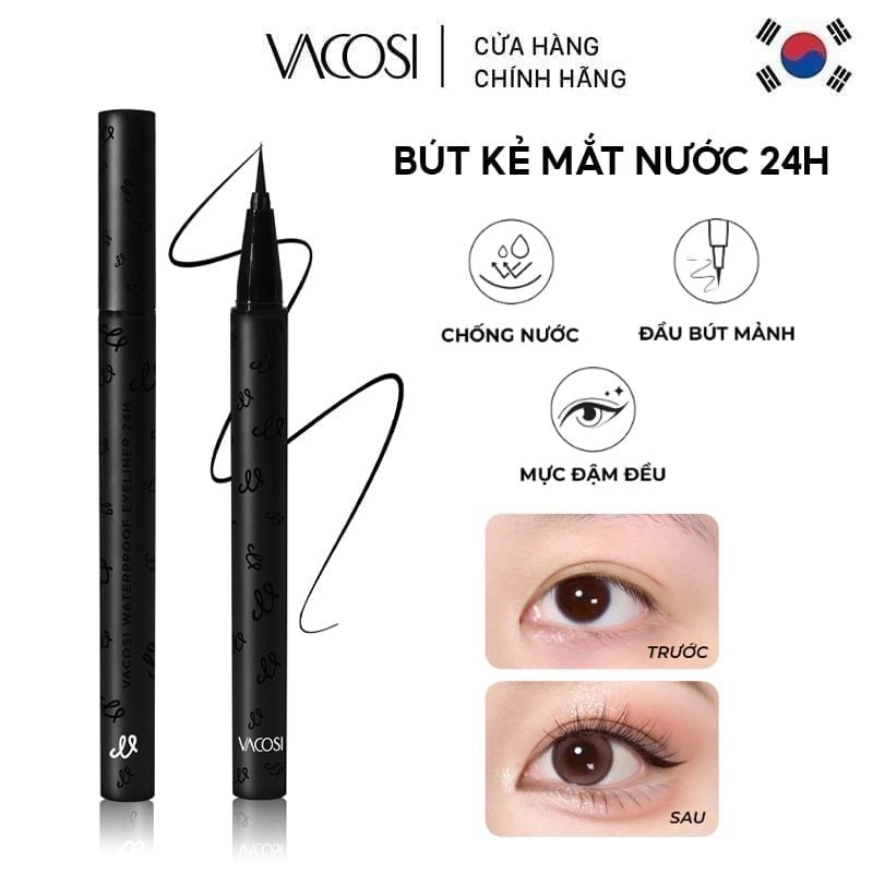 Bút Kẻ Mắt Nước 24h Vacosi Waterproof Eyeliner 24H - VM29 0.6g