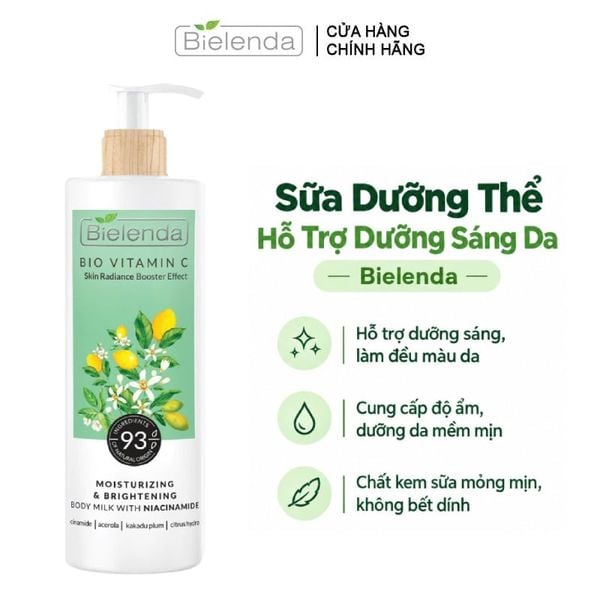  Sữa Dưỡng Thể Bielenda Hỗ Trợ Dưỡng Sáng Da Bio Vitamin C Moisturizing & Brightening Body Milk With Niacinamide 400ml 