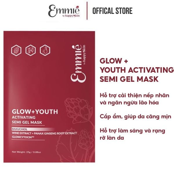  Mặt Nạ Dưỡng Da Emmié by Happyskin Hỗ Trợ Trẻ Hóa, Căng Bóng Mờ Nhăn Glow + Youth Activating Semi Gel Mask 