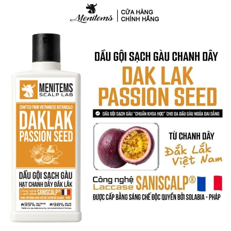 Dầu Gội Menitems Làm Sạch Gàu Chanh Dây Menitems Daklak Passion Seed 300ml