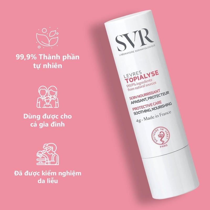 Son Dưỡng SVR Giúp Cấp Ẩm Cho Môi Khô, Nứt Nẻ Topialyse Levres 4g
