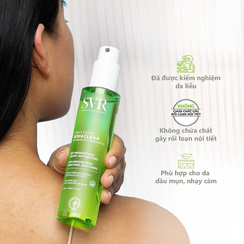 Xịt Hỗ Trợ Giảm Mụn Lưng & Cơ Thể SVR Mờ Thâm Mụn Sebiaclear Spray Corps 150ml