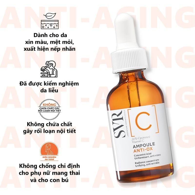 Serum SVR Hỗ Trợ Dưỡng Sáng Da [C] Ampoule Anti-Ox 30ml + Sữa Rửa Mặt SVR Physiopure Gelée Moussante 200ml