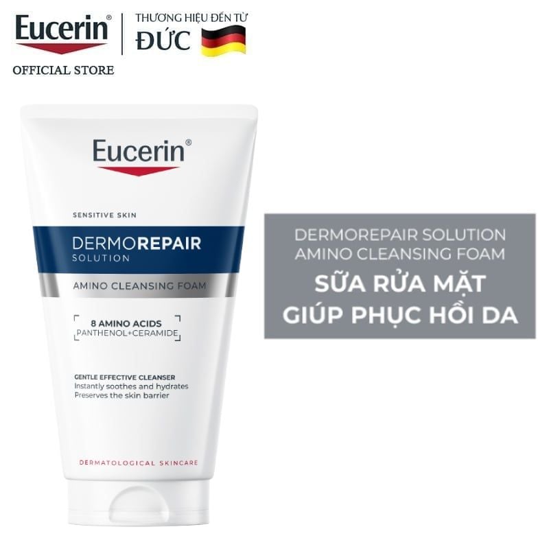 Sữa Rửa Mặt Eucerin Dịu Nhẹ Cho Da Nhạy Cảm Sensitive Skin Dermorepair Solution Amino Cleansing Foam