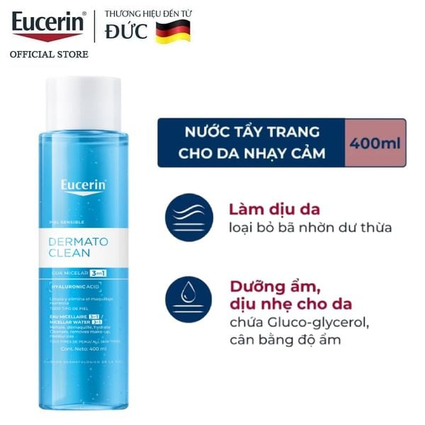  Nước Tẩy Trang Eucerin Dịu Nhẹ Cấp Ẩm Cho Da Nhạy Cảm Eucerin Dermatoclean Micellar 3In1 400ml 