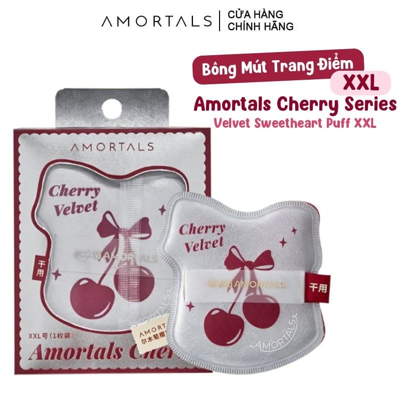 Bông Mút Trang Điểm Mềm Mịn Amortals Cherry Series Velvet Sweetheart Puff XXL 1pcs