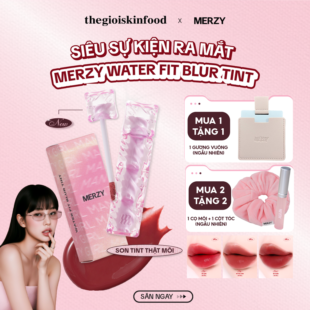 [NEW] Son Tint Merzy Mịn Lì , Bền Màu, Fit Môi Tự Nhiên Water Fit Blur Tint 3.7g