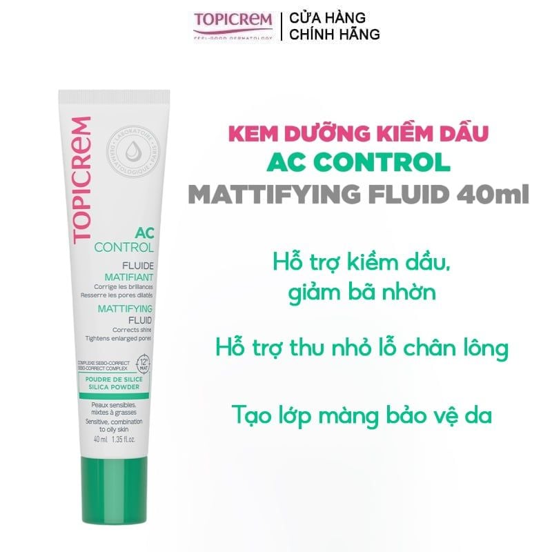 Kem Dưỡng Ẩm Topicrem Kiềm Dầu, Dành Cho Da Hỗn Hợp, Da Dầu & Da Nhạy Cảm Ac Control Mattifying Fluid 40ml