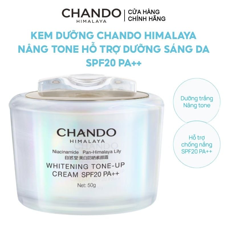 Kem Dưỡng Chando Himalaya Nâng Tone Hỗ Trợ Dưỡng Sáng Da Whitening Tone-Up Cream SPF20 PA++ 50g