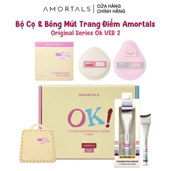  Bộ Cọ & Bông Mút Trang Điểm Amortals Original Series Ok Makeup Tool Set 5pcs ver 2 (Dry Use) 