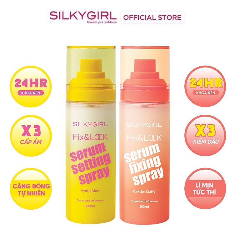 Xịt Khóa Nền Silkygirl Fix & Lock Serum Fixing Spray 100ml