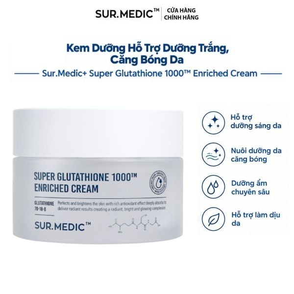  Kem Dưỡng Sur.Medic+ Hỗ Trợ Dưỡng Trắng, Căng Bóng Da Super Glutathione 1000™ Enriched Cream 50ml 