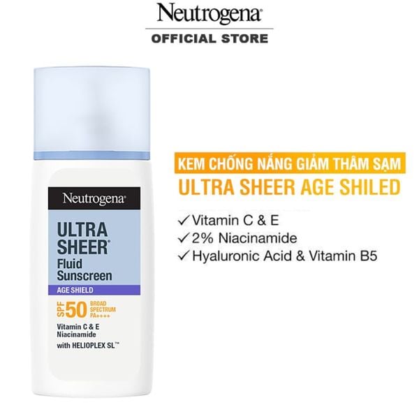  Kem Chống Nắng Neutrogena Ultra Sheer Fluid Sunscreen Age Shield SPF 50 Broad Spectrum PA++++ 40ml 