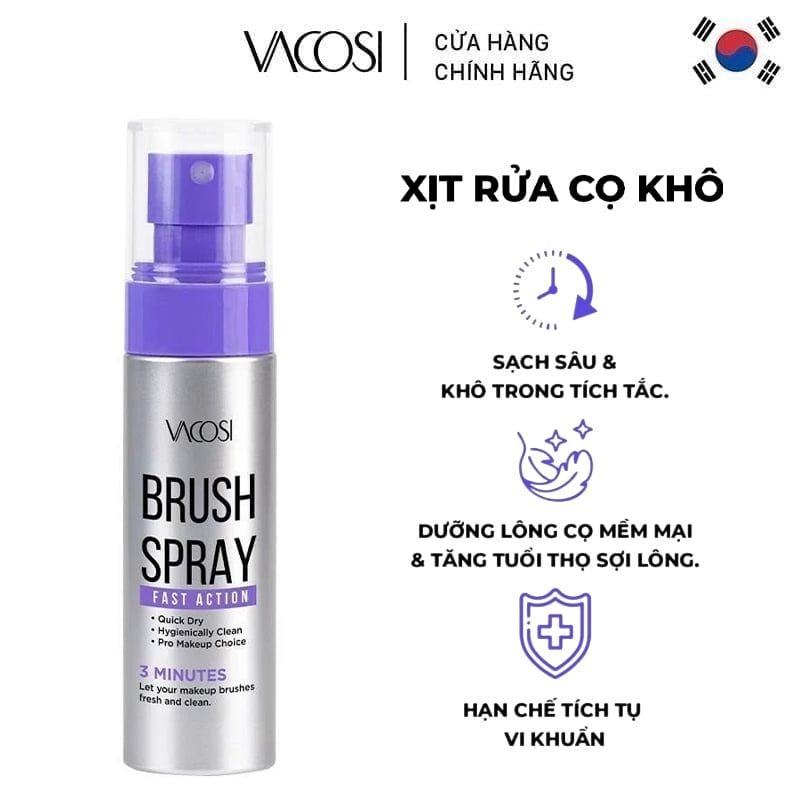 Xịt Rửa Cọ Khô Vacosi Brush Spray Fast Action RC05 60ml