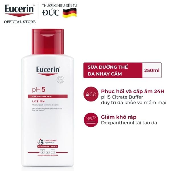  Sữa Dưỡng Thể Cho Da Khô Nhạy Cảm Eucerin pH5 Dry Sensitive Skin Lotion 250ml 