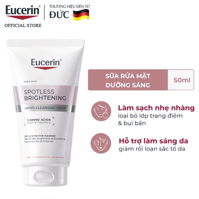 Sữa Rửa Mặt Eucerin Hỗ Trợ Làm Sáng Da Spotless Brightening Amino Cleansing Foam