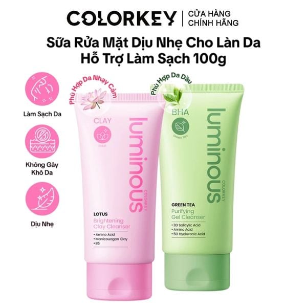  Sữa Rửa Mặt Làm Sạch Sâu, Kiềm Dầu, Dưỡng Ẩm Colorkey Luminous Cleanser 100g 