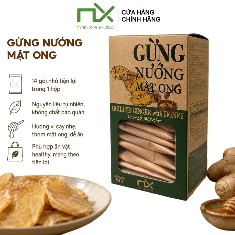 Hộp Gừng Nướng Mật Ong Nam Xanh JSC 80g