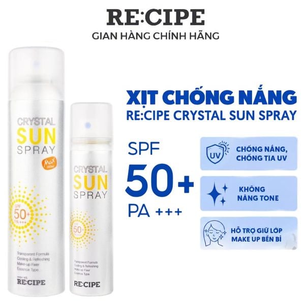  Xịt Chống Nắng Recipe Crystal Sun Spray SPF50+ PA+++ 