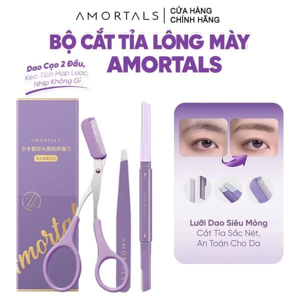  Bộ Dụng Cụ Tỉa Lông Mày Amortals Eyebrow Refining Trimmer 3-Piece Set 