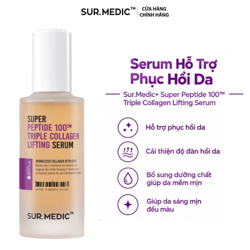 Serum Sur.Medic+ Hỗ Trợ Phục Hồi Da Super Peptide 100™ Triple Collagen Lifting Serum 50ml
