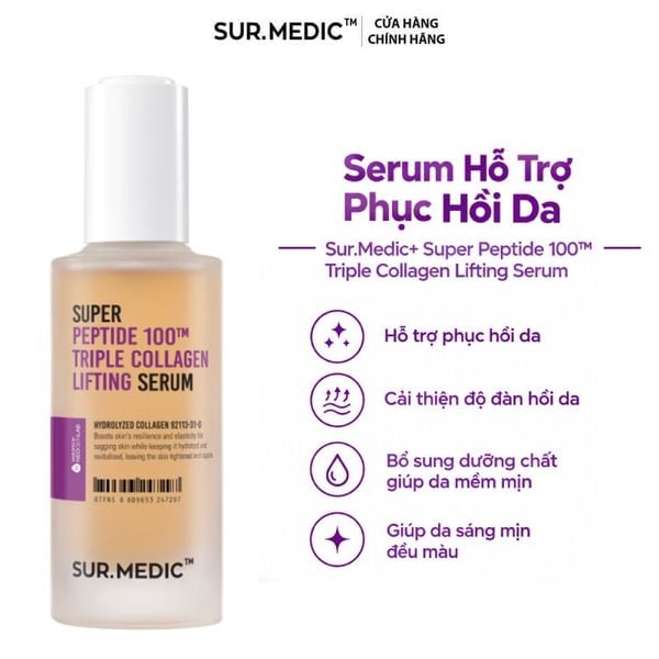  Serum Sur.Medic+ Hỗ Trợ Phục Hồi Da Super Peptide 100™ Triple Collagen Lifting Serum 50ml 