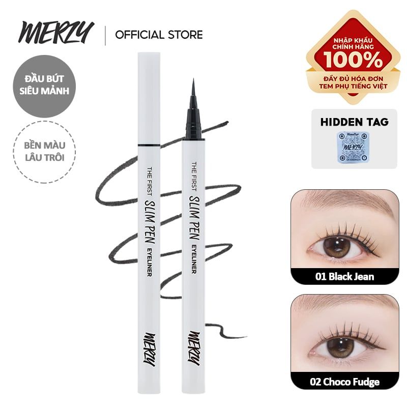 Bút Kẻ Mắt Merzy Siêu Mảnh, Bền Màu, Lâu Trôi The First Slim Pen Eyeliner 0.45g
