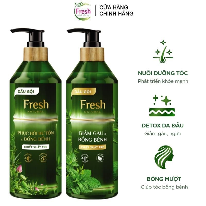 Dầu Gội Fresh Natural Chiết Xuất Tre Hỗ Trợ Giảm Gàu, Phục Hồi Tóc Hư Tổn & Bồng Bềnh Tóc 650g