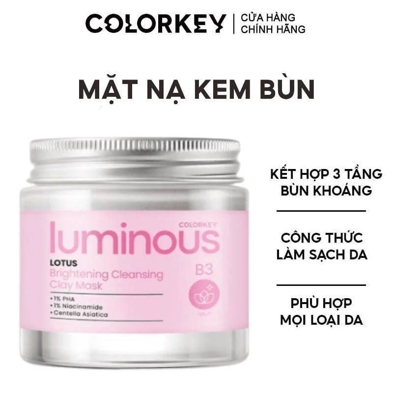 Mặt Nạ Bùn Khoáng Colorkey Làm Sạch Sâu Luminous Lotus Brightening Cleansing Clay Mask 60g