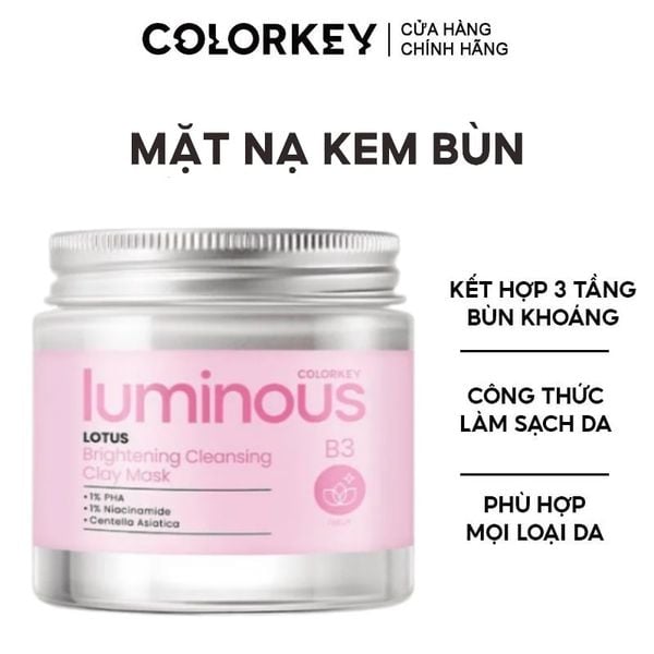  Mặt Nạ Bùn Khoáng Colorkey Làm Sạch Sâu Luminous Lotus Brightening Cleansing Clay Mask 60g 