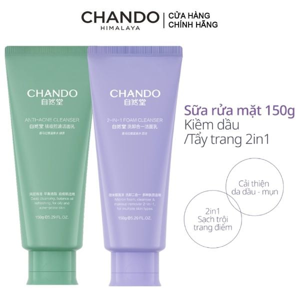  Sữa Rửa Mặt Chando Himalaya Làm Sạch Sâu, Tẩy Trang, Ngừa Mụn Cleanser 150g 