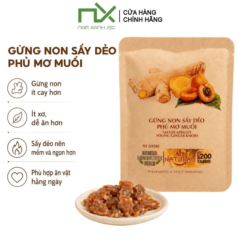 Gừng Non Sấy Dẻo Phủ Mơ Muối Nam Xanh JSC 40g