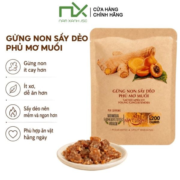  Gừng Non Sấy Dẻo Phủ Mơ Muối Nam Xanh JSC 40g 