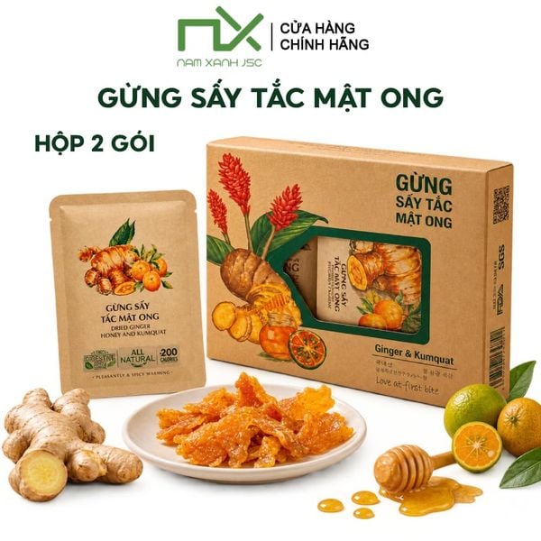  Hộp Gừng Sấy Tắc Mật Ong Nam Xanh JSC 40g 