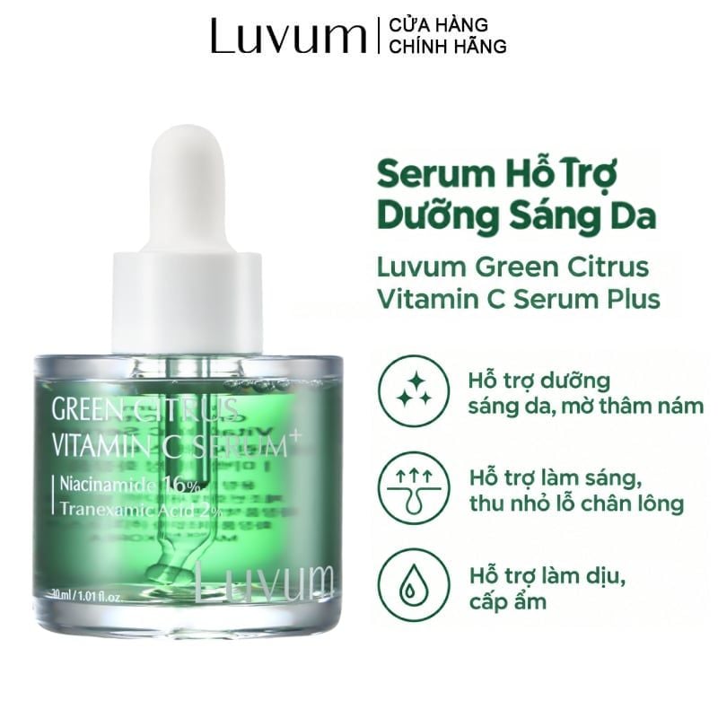 Serum Luvum Hỗ Trợ Dưỡng Sáng Da Green Citrus Vitamin C Serum Plus 30ml