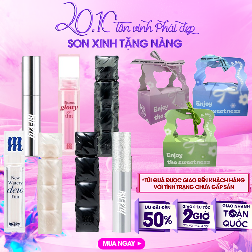 Combo Quà Tặng 20/10: Combo Túi Hộp Nhỏ Enjoy The Sweetness Và Son Môi Merzy