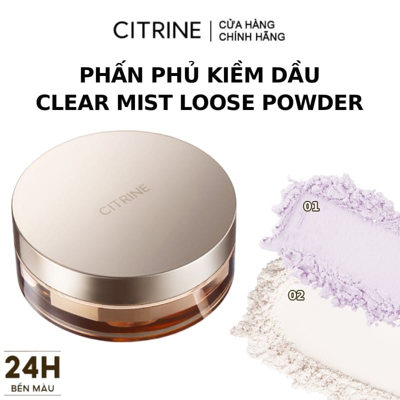 Phấn Phủ Dạng Bột Citrine Kiềm Dầu, Làm Đều Màu Da Clear Mist Loose Powder 10g