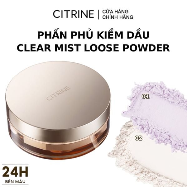  Phấn Phủ Dạng Bột Citrine Kiềm Dầu, Làm Đều Màu Da Clear Mist Loose Powder 10g 