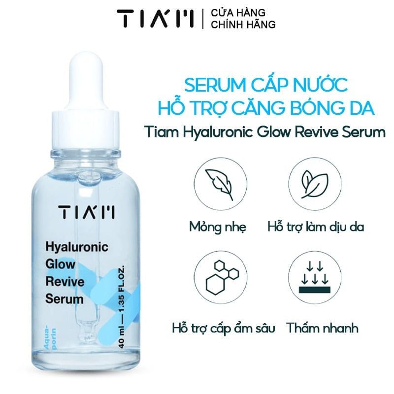 Serum Tiam Cấp Nước, Hỗ Trợ Căng Bóng Da Hyaluronic Glow Revive Serum 40ml