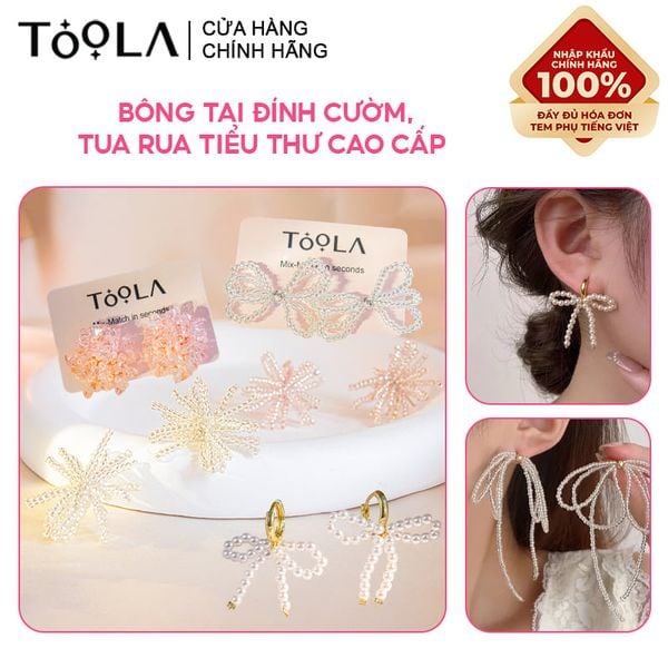  Bông Tai Đính Cườm, Tua Rua Tiểu Thư Cao Cấp TOOLA 
