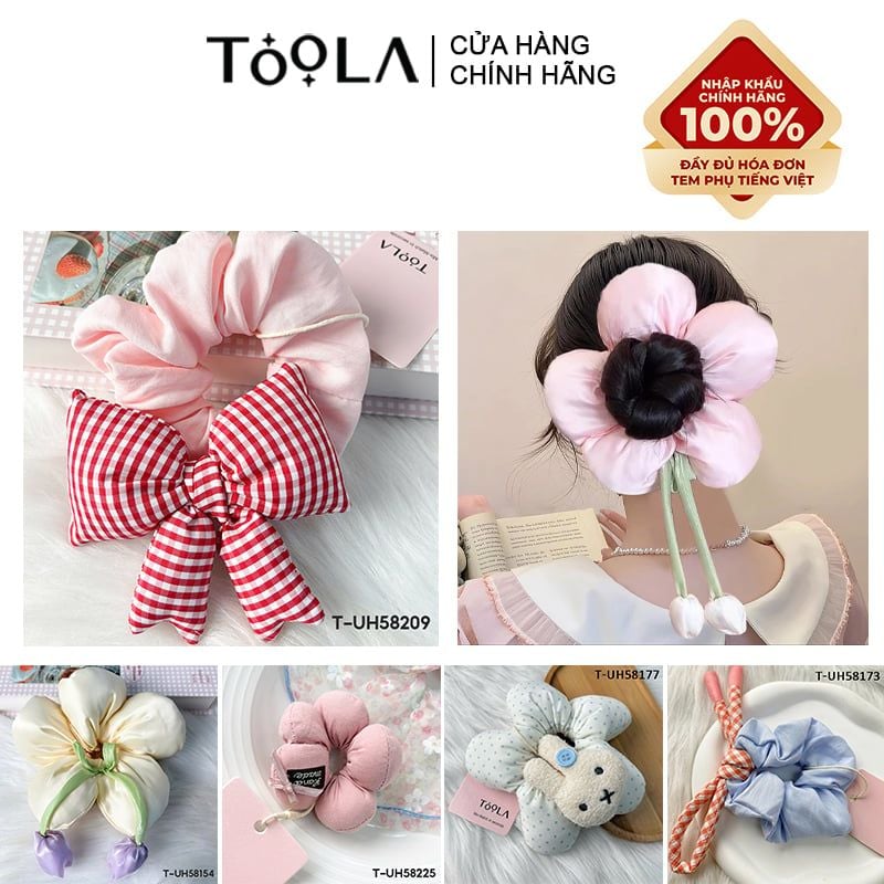 Dây Cột Tóc Scrunchies Có Kiểu Dáng Đáng Yêu, Hoa Tulip, Nơ TOOLA