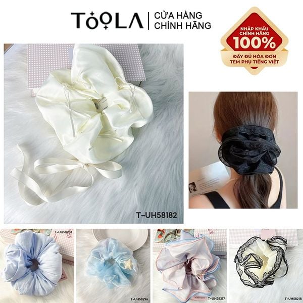  Dây Cột Tóc Trơn Scrunchies Cao Cấp TOOLA Kiểu Dáng Thanh Lịch, Vải Voan Nhiều Lớp 