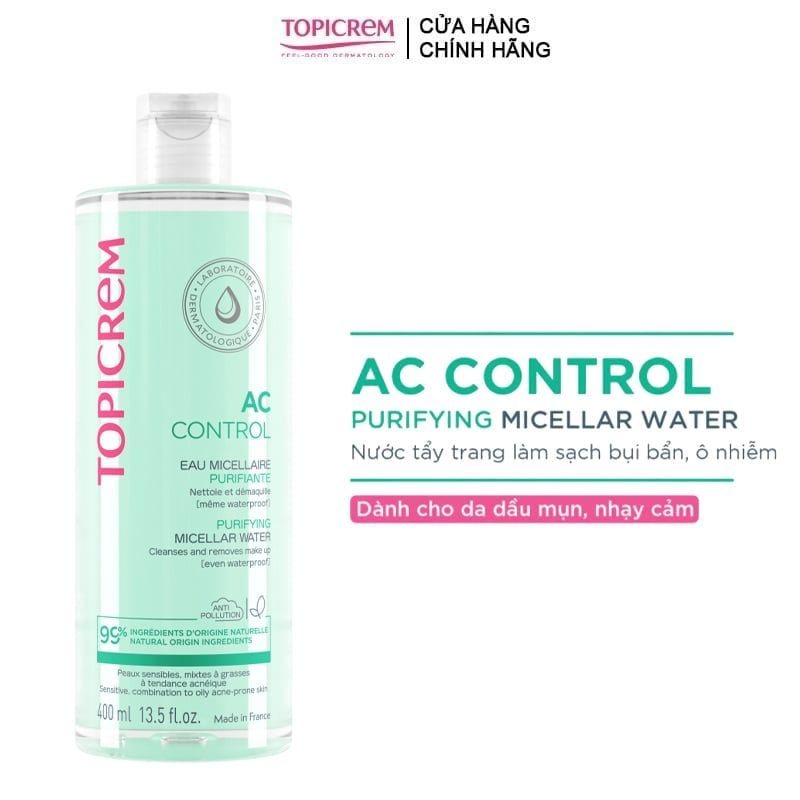 Nước Tẩy Trang Cho Da Dầu Mụn Topicrem Ac Control Purifying Micellar Water 400ml
