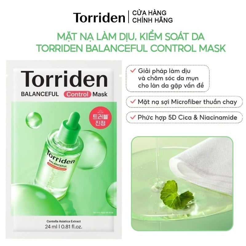 Mặt Nạ Làm Dịu, Kiểm Soát Da Torriden Balanceful Control Mask 24ml