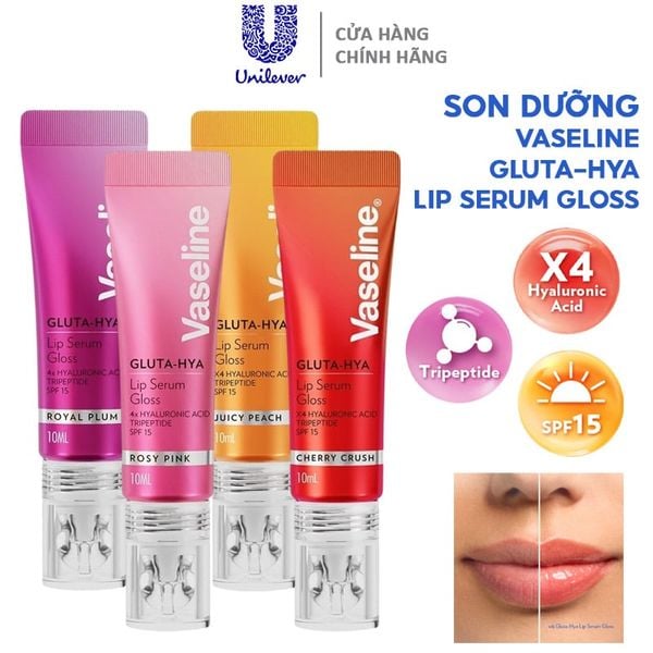  Son Dưỡng Có Màu Dạng Serum Vaseline Gluta-Hya Lip Serum Gloss 10ml 
