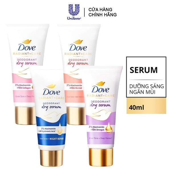  Serum Khử Mùi Dove Dưỡng Sáng Deodorant Dry Serum Collagen 40ml 