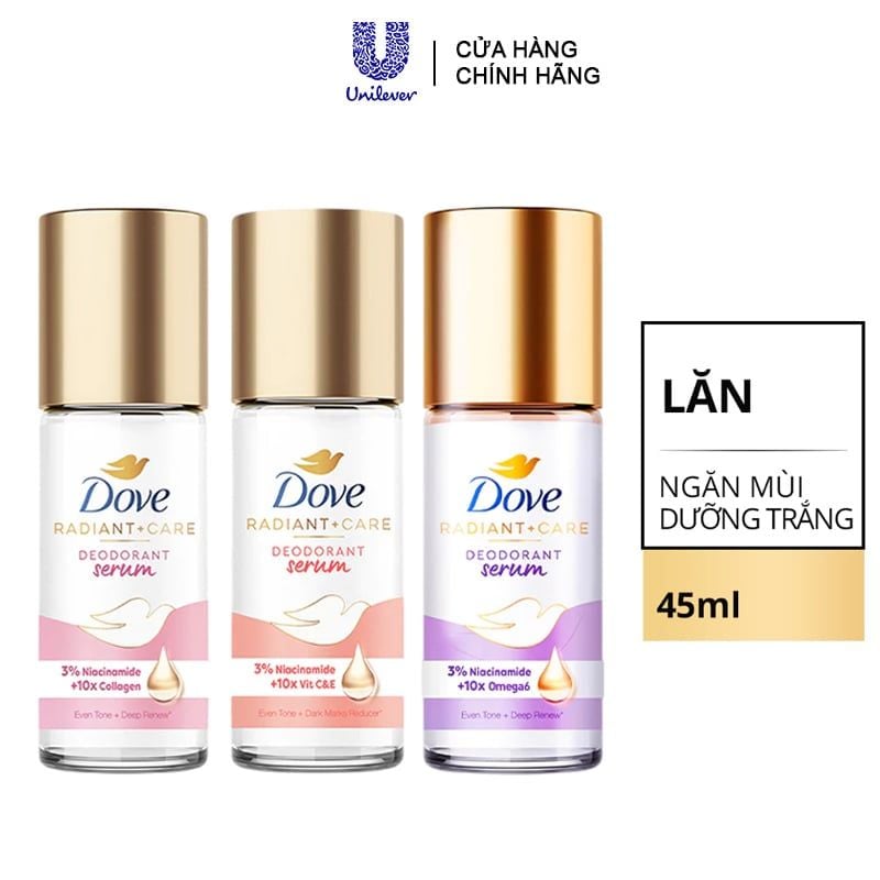 Lăn Khử Mùi DOVE Tinh Chất Serum Sáng Da, Mờ Thâm NIA 45ml
