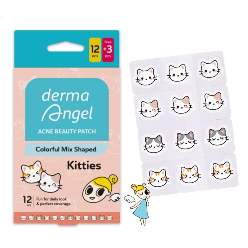 Miếng Dán Mụn Derma Angel Hình Vui Nhộn Acne Beauty Patch Colorful Mix Shaped (12 miếng)