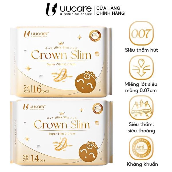  Băng Vệ Sinh UUcare Siêu Mỏng 0.07cm Kháng Khuẩn Siêu Thấm Crown Slim Day (Che tên sản phẩm khi giao hàng) 
